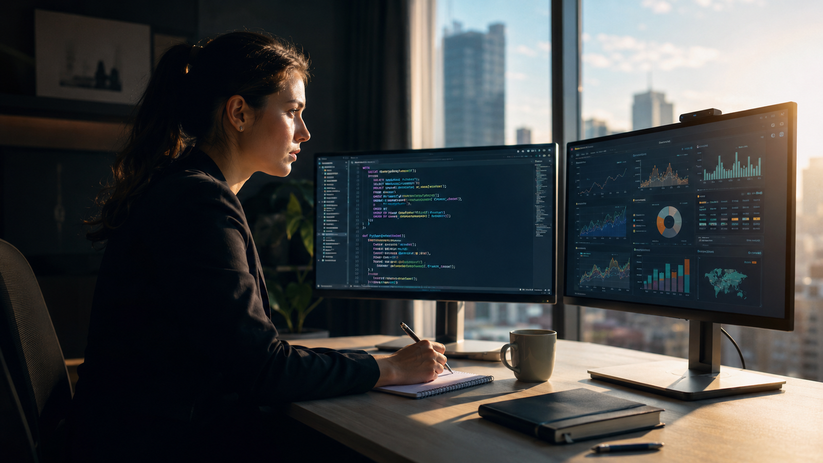 Data analytics charts on laptop screen for business graduates Data analytics charts on laptop screen for business graduates