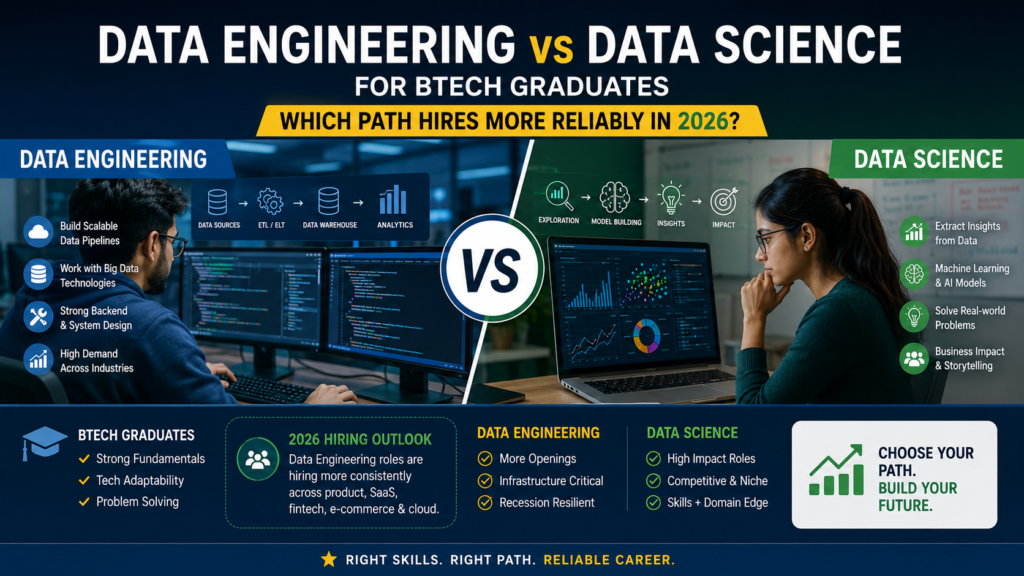 Data Engineering vs Data Science for BTech Graduates - Which Path Hires More Reliably in 2026