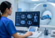 Allied health professional operating diagnostic imaging equipment