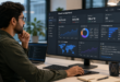 Cloud cost analyst reviewing a spend dashboard showing AI workload usage